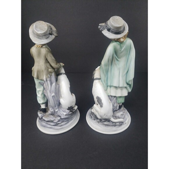 Andrea by Sadek Boy & Girl Dog Bisque Porcelain Figurines Ethan Allen 3213A VTG - Picture 11 of 16